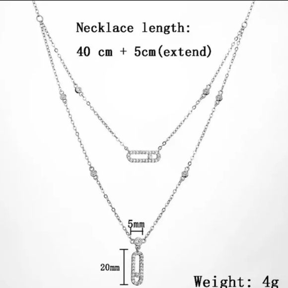 luxury cold zircon choker two layer necklace - Picture 2 of 3